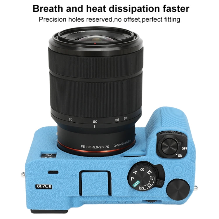 For Sony ILCE-7CM2 / A7C II / A7CR Litchi Texture Soft Silicone Protective Case(Blue) by bashfashion