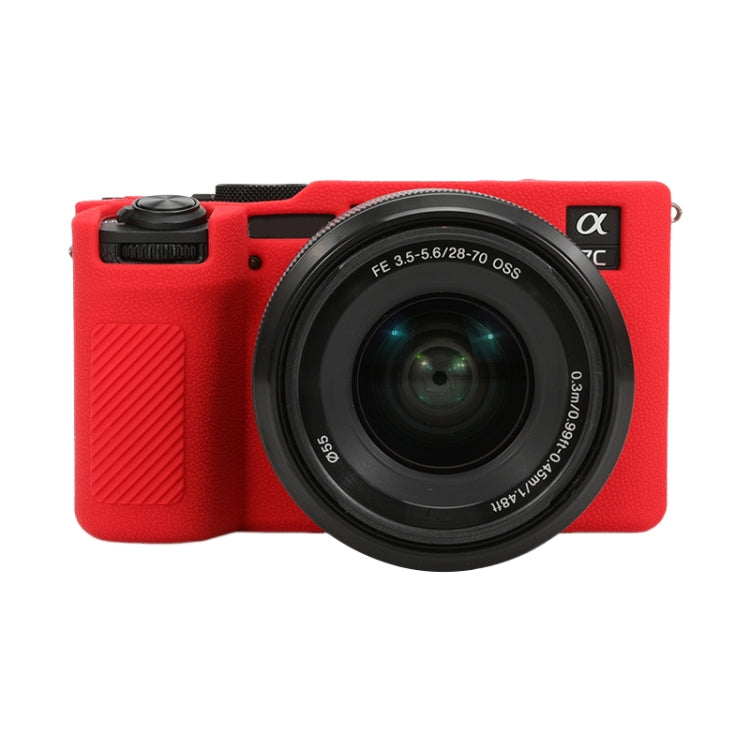 For Sony ILCE-7CM2 / A7C II / A7CR Litchi Texture Soft Silicone Protective Case(Red) by bashfashion