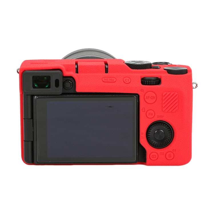 For Sony ILCE-7CM2 / A7C II / A7CR Litchi Texture Soft Silicone Protective Case(Red) by bashfashion