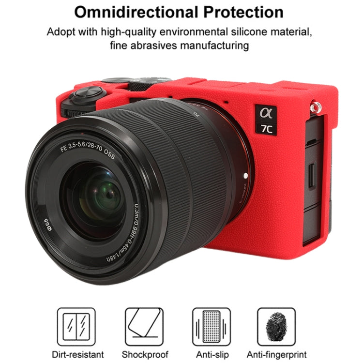 For Sony ILCE-7CM2 / A7C II / A7CR Litchi Texture Soft Silicone Protective Case(Red) by bashfashion
