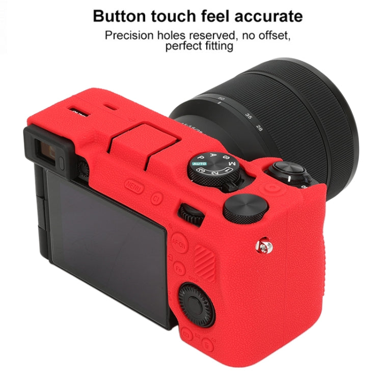 For Sony ILCE-7CM2 / A7C II / A7CR Litchi Texture Soft Silicone Protective Case(Red) by bashfashion
