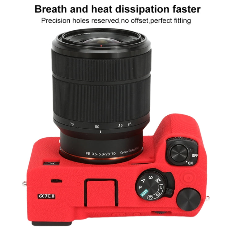 For Sony ILCE-7CM2 / A7C II / A7CR Litchi Texture Soft Silicone Protective Case(Red) by bashfashion