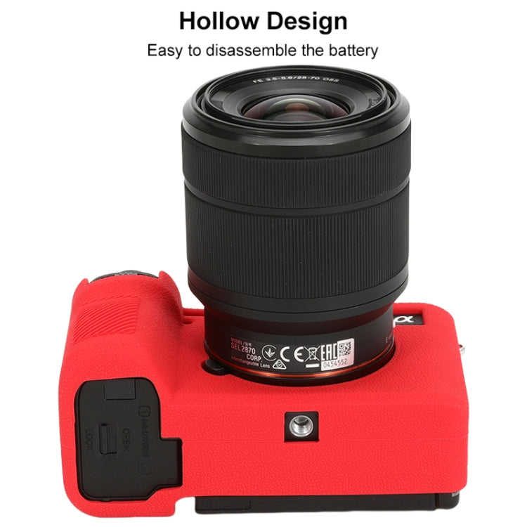 For Sony ILCE-7CM2 / A7C II / A7CR Litchi Texture Soft Silicone Protective Case(Red) by bashfashion