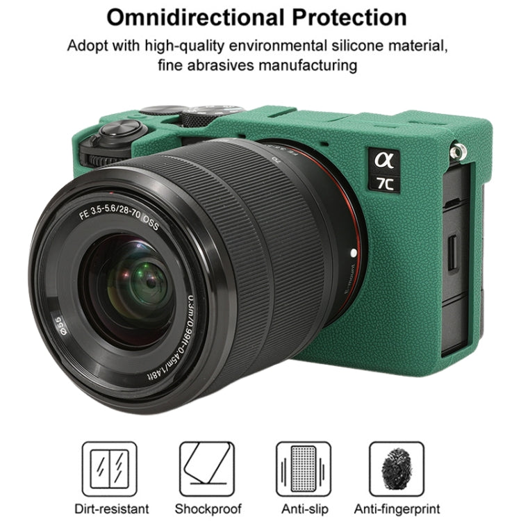 For Sony ILCE-7CM2 / A7C II / A7CR Litchi Texture Soft Silicone Protective Case(Green) by bashfashion
