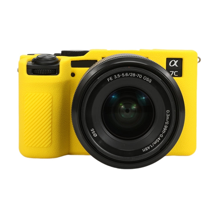 For Sony ILCE-7CM2 / A7C II / A7CR Litchi Texture Soft Silicone Protective Case(Yellow) by bashfashion