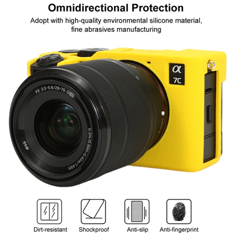 For Sony ILCE-7CM2 / A7C II / A7CR Litchi Texture Soft Silicone Protective Case(Yellow) by bashfashion