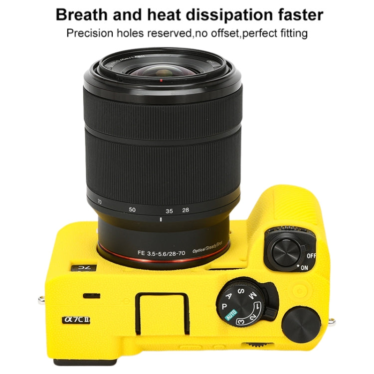 For Sony ILCE-7CM2 / A7C II / A7CR Litchi Texture Soft Silicone Protective Case(Yellow) by bashfashion