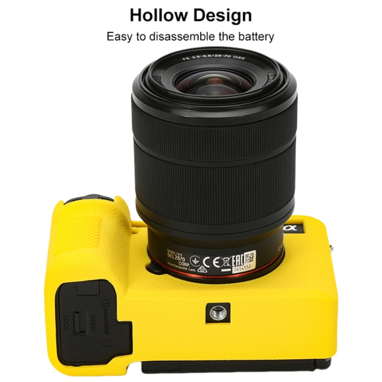 For Sony ILCE-7CM2 / A7C II / A7CR Litchi Texture Soft Silicone Protective Case(Yellow) by bashfashion
