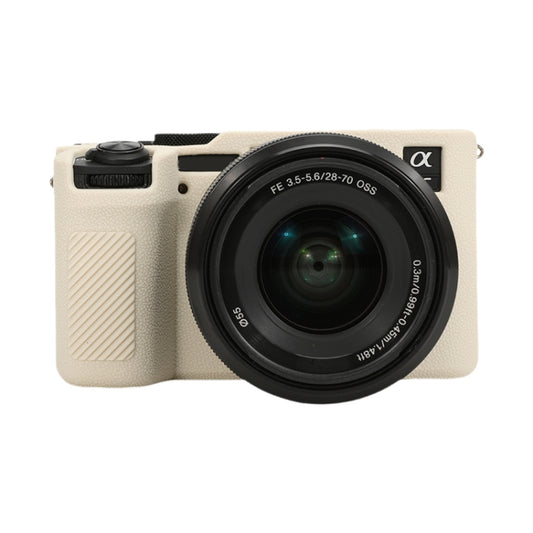 For Sony ILCE-7CM2 / A7C II / A7CR Litchi Texture Soft Silicone Protective Case(White) by bashfashion