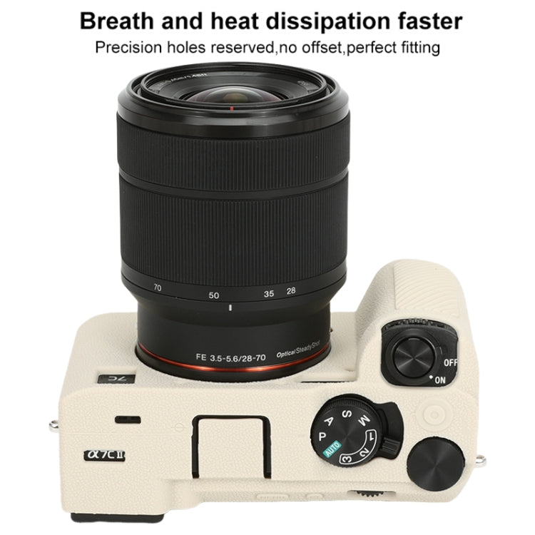 For Sony ILCE-7CM2 / A7C II / A7CR Litchi Texture Soft Silicone Protective Case(White) by bashfashion