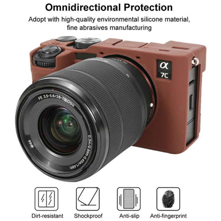 For Sony ILCE-7CM2 / A7C II / A7CR Glossy Soft Silicone Protective Case(Coffee) by bashfashion