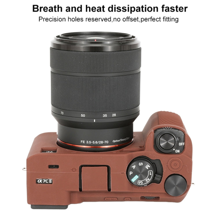 For Sony ILCE-7CM2 / A7C II / A7CR Glossy Soft Silicone Protective Case(Coffee) by bashfashion