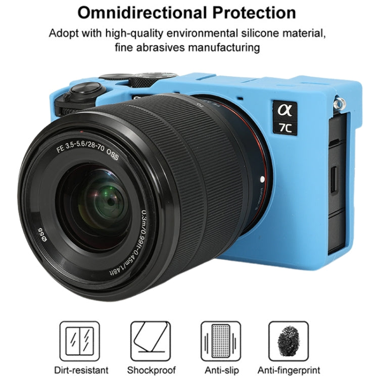For Sony ILCE-7CM2 / A7C II / A7CR Glossy Soft Silicone Protective Case(Blue) by bashfashion