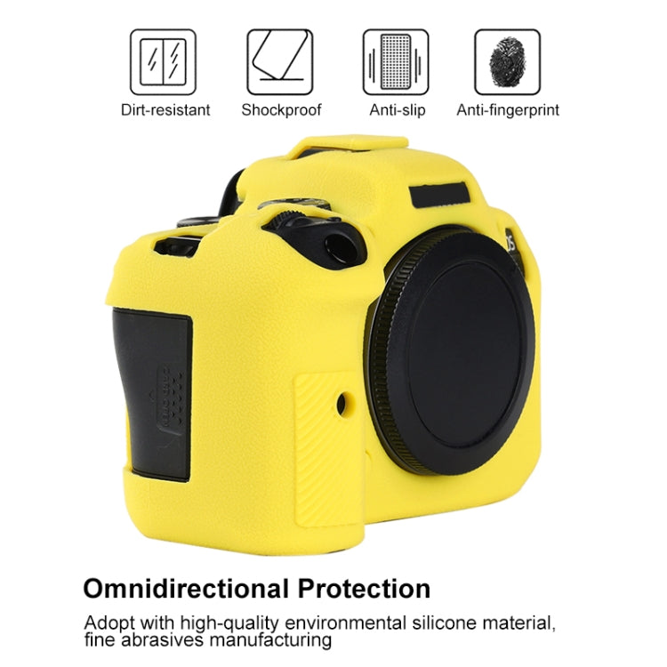 For Canon EOS R6 Mark II Litchi Texture Soft Silicone Protective Case(Yellow) by bashfashion