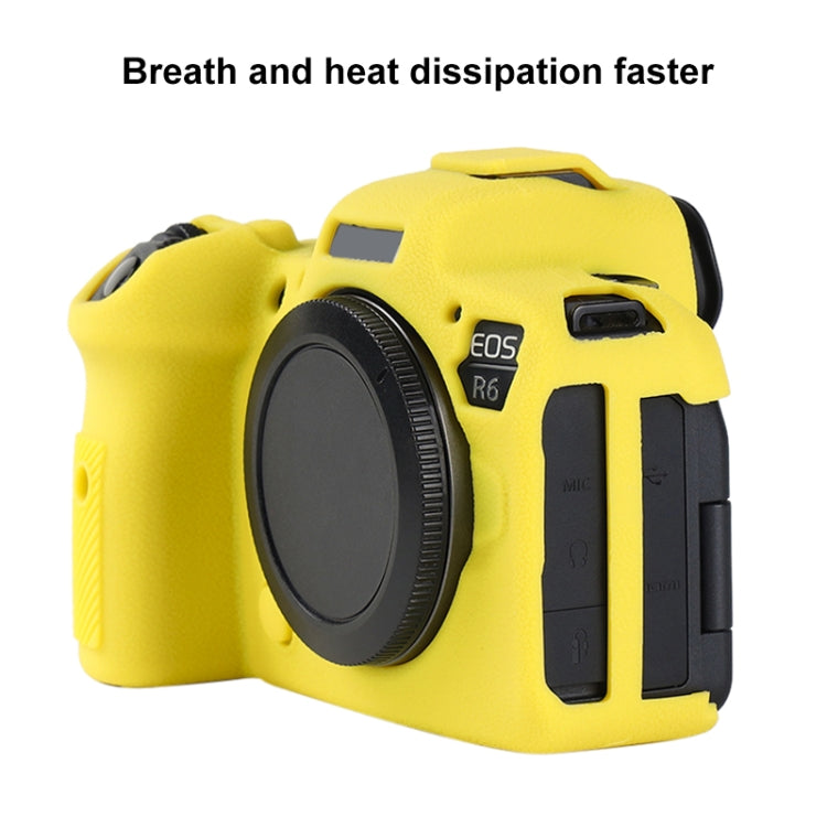For Canon EOS R6 Mark II Litchi Texture Soft Silicone Protective Case(Yellow) by bashfashion