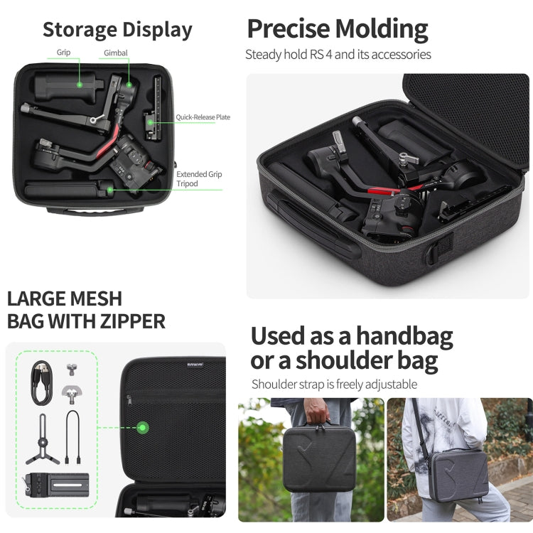 For DJI RS 4 Sunnylife Storage Case Box Suitcase(Black) by Sunnylife