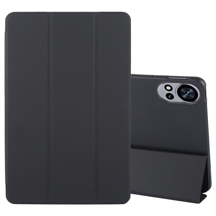 For Huawei Matepad Air 12 Tri-fold Silicone Leather Tablet Case(Black) by bashfashion
