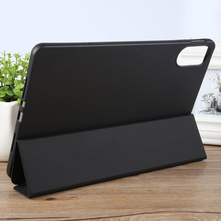 For Huawei Matepad Air 12 Tri-fold Silicone Leather Tablet Case(Black) by bashfashion