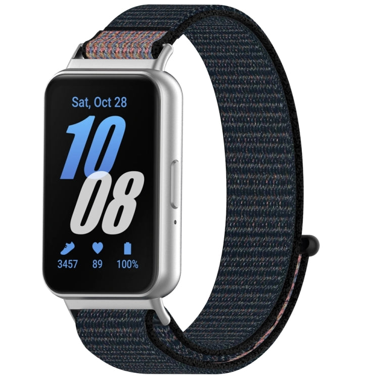 For Samsung Galaxy Fit 3 Nylon Loop Hook and Loop Fastener Watch Band(Official Black) by bashfashion