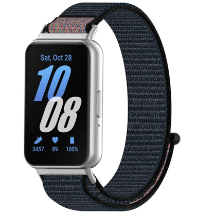For Samsung Galaxy Fit 3 Nylon Loop Hook and Loop Fastener Watch Band(Official Black) by bashfashion