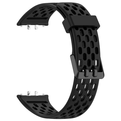 For Samsung Galaxy Fit 3 Hole Style Dual Buckle Silicone Watch Band(Black) by bashfashion