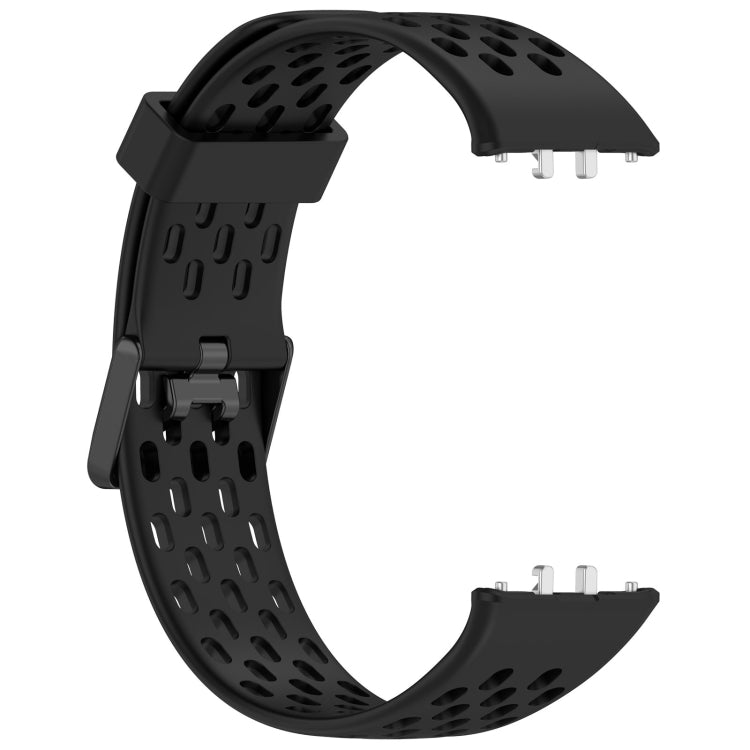 For Samsung Galaxy Fit 3 Hole Style Dual Buckle Silicone Watch Band(Black) by bashfashion