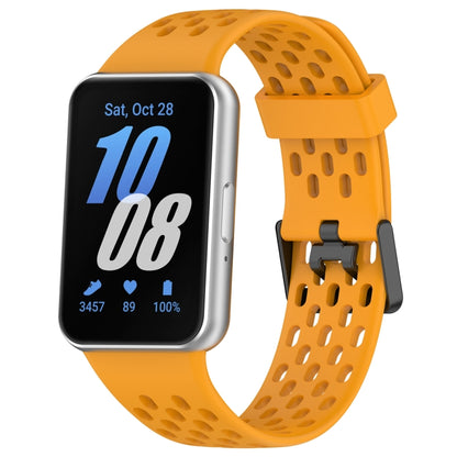 For Samsung Galaxy Fit 3 Hole Style Dual Buckle Silicone Watch Band(Yellow) by bashfashion