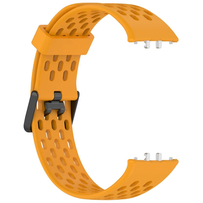 For Samsung Galaxy Fit 3 Hole Style Dual Buckle Silicone Watch Band(Yellow) by bashfashion