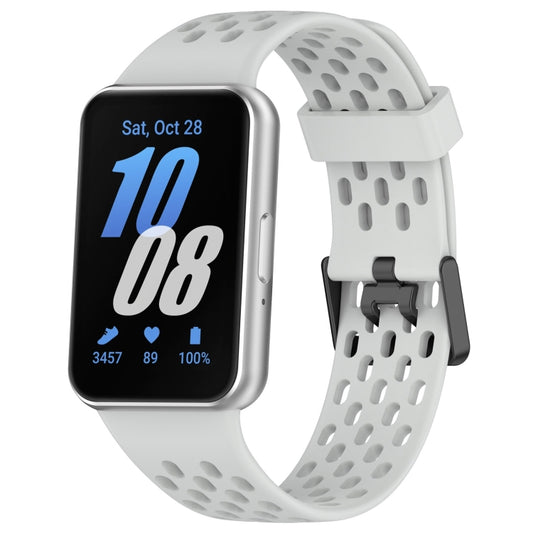For Samsung Galaxy Fit 3 Hole Style Dual Buckle Silicone Watch Band(Light Grey) by bashfashion
