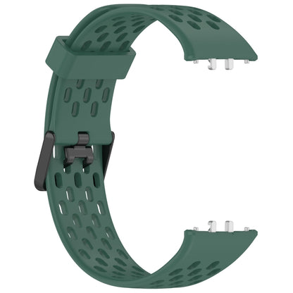 For Samsung Galaxy Fit 3 Hole Style Dual Buckle Silicone Watch Band(Dark Green) by bashfashion