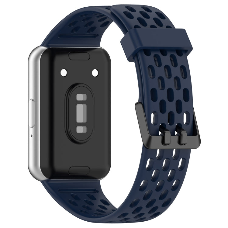 For Samsung Galaxy Fit 3 Hole Style Dual Buckle Silicone Watch Band(Midnight Blue) by bashfashion