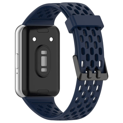 For Samsung Galaxy Fit 3 Hole Style Dual Buckle Silicone Watch Band(Midnight Blue) by bashfashion