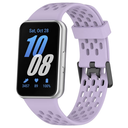 For Samsung Galaxy Fit 3 Hole Style Dual Buckle Silicone Watch Band(Purple) by bashfashion