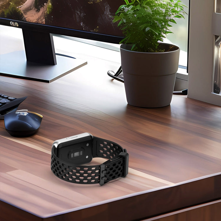 For Samsung Galaxy Fit 3 Hole Style Dual Buckle Silicone Watch Band(Black) by bashfashion