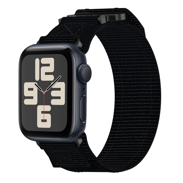 For Apple Watch SE 2023 44mm Nylon Hook And Loop Fastener Watch Band(Black) by bashfashion