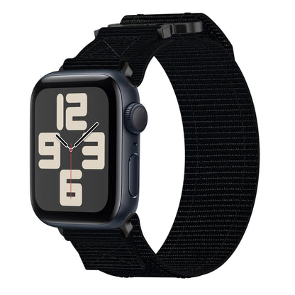 For Apple Watch SE 2023 44mm Nylon Hook And Loop Fastener Watch Band(Black) by bashfashion