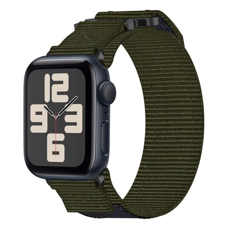 For Apple Watch SE 2023 40mm Nylon Hook And Loop Fastener Watch Band(Army Green) by bashfashion