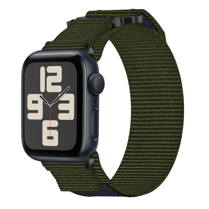 For Apple Watch SE 2023 40mm Nylon Hook And Loop Fastener Watch Band(Army Green) by bashfashion