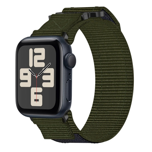 For Apple Watch SE 2023 40mm Nylon Hook And Loop Fastener Watch Band(Army Green) by bashfashion