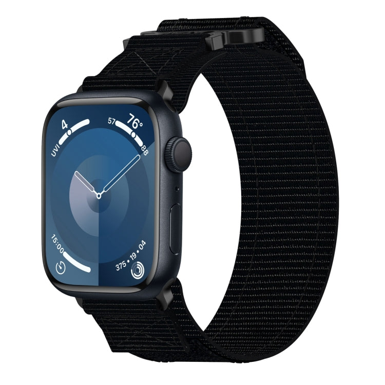 For Apple Watch Series 9 45mm Nylon Hook And Loop Fastener Watch Band(Black) by bashfashion