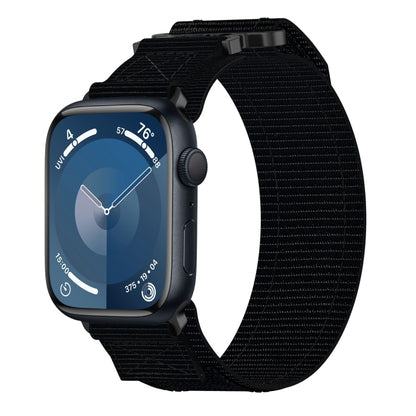 For Apple Watch Series 9 45mm Nylon Hook And Loop Fastener Watch Band(Black) by bashfashion