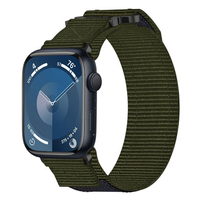 For Apple Watch Series 9 45mm Nylon Hook And Loop Fastener Watch Band(Army Green) by bashfashion