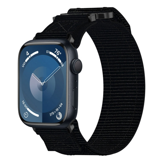 For Apple Watch Series 9 41mm Nylon Hook And Loop Fastener Watch Band(Black) by bashfashion