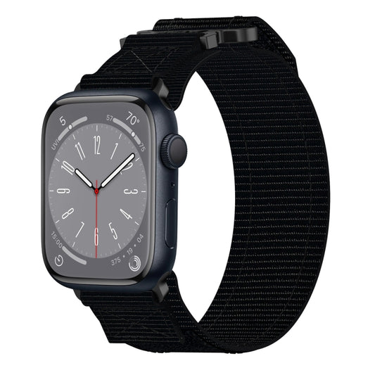For Apple Watch Series 8 45mm Nylon Hook And Loop Fastener Watch Band(Black) by bashfashion