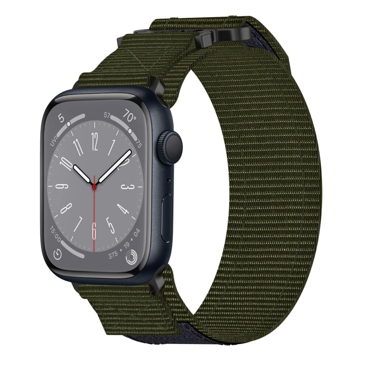 For Apple Watch Series 8 45mm Nylon Hook And Loop Fastener Watch Band(Army Green) by bashfashion