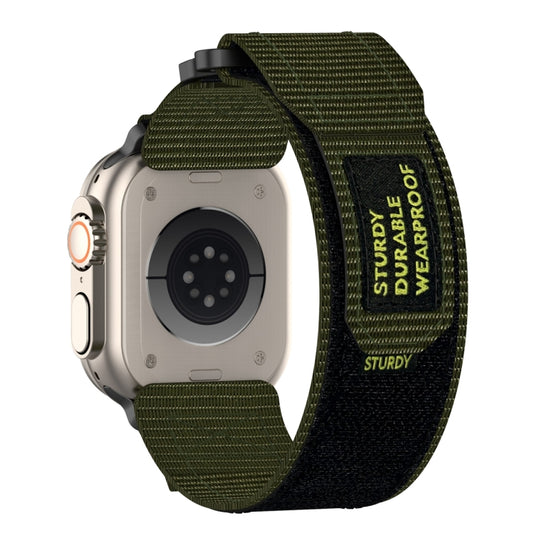For Apple Watch Series 8 45mm Nylon Hook And Loop Fastener Watch Band(Army Green) by bashfashion
