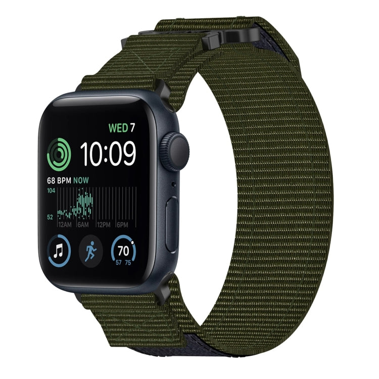 For Apple Watch SE 2022 40mm Nylon Hook And Loop Fastener Watch Band(Army Green) by bashfashion