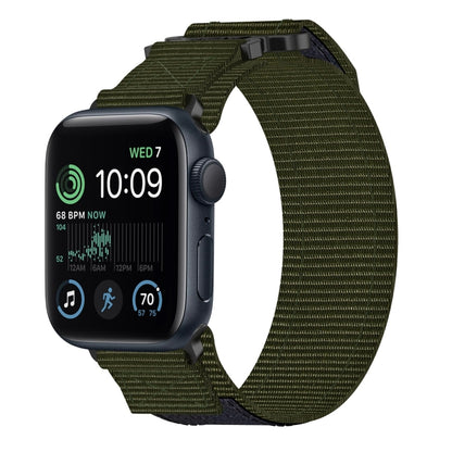 For Apple Watch SE 2022 44mm Nylon Hook And Loop Fastener Watch Band(Army Green) by bashfashion