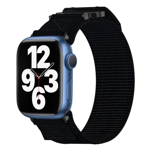 For Apple Watch Series 7 41mm Nylon Hook And Loop Fastener Watch Band(Black) by bashfashion