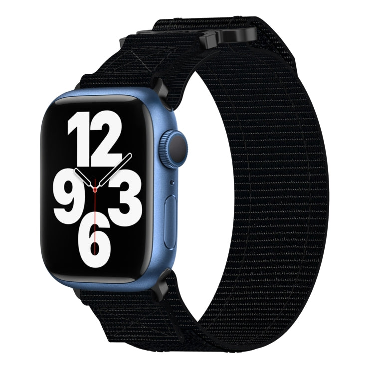 For Apple Watch Series 7 45mm Nylon Hook And Loop Fastener Watch Band(Black) by bashfashion